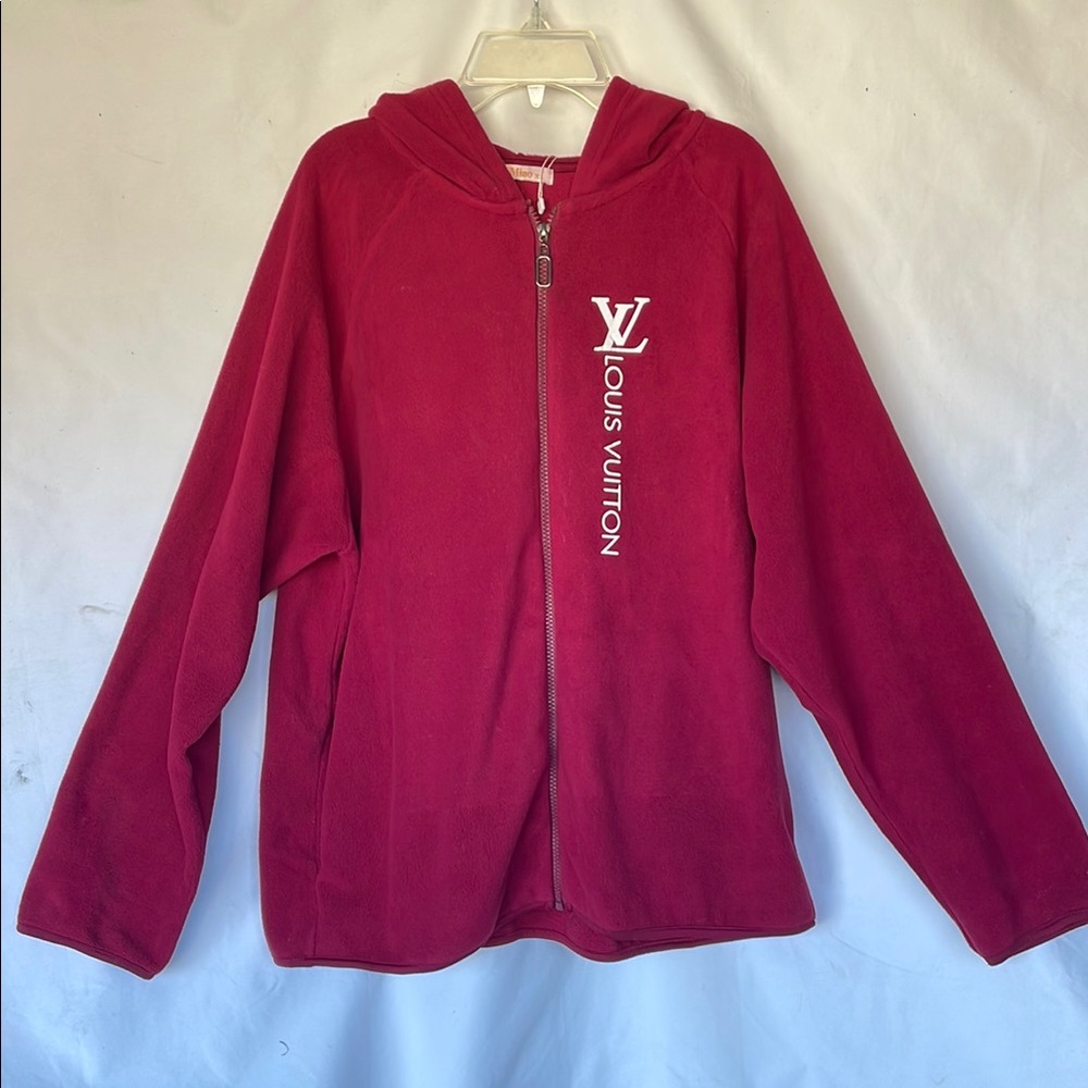 Miao Miao Women’s XL Fleece Jacket ZipUp Hoodie Magenta Red
